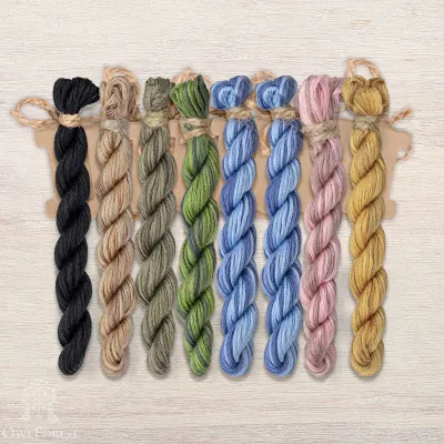 Set of OwlForest Hand-Dyed Threads for the “Spring Owl Alphabet” Chart (Thread Trade n.a. Kirov)