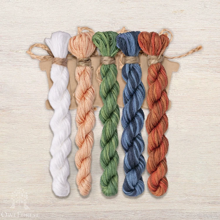 Set of OwlForest Hand-Dyed Threads for the “Cross-Stitching by Moonlight” (DMC) 