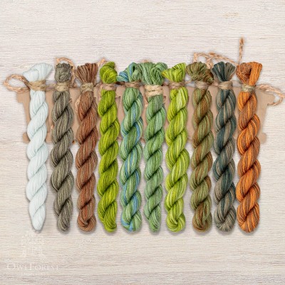 Set of OwlForest Hand-Dyed Threads for the “Dinosaur Forest” Chart (Thread Trade n.a. Kirov)