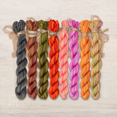 Set of OwlForest Hand-Dyed Threads for the “Rosehip Summer” Chart (Thread Trade n.a. Kirov)