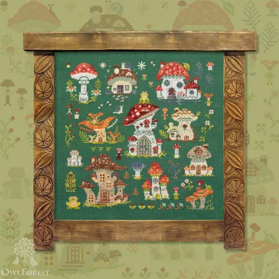 Embroidery kit “Мushroom Houses”