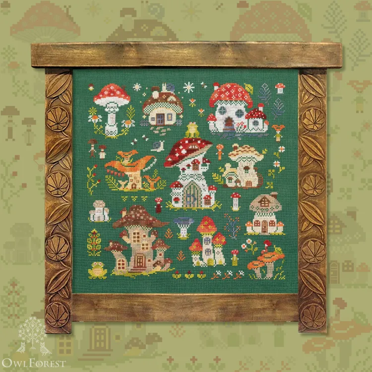 Embroidery kit “Мushroom Houses”