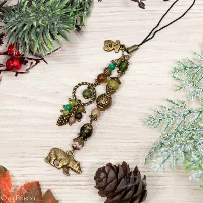 Scissor Fob “Bear Forest” Bronzy Metal Color Fittings