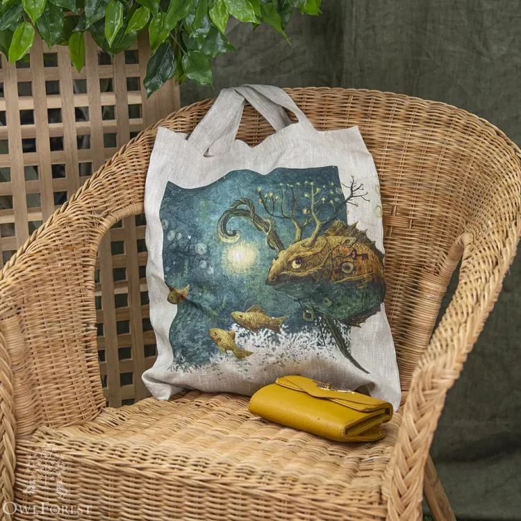 “River Druid” Linen Shopping Bag 