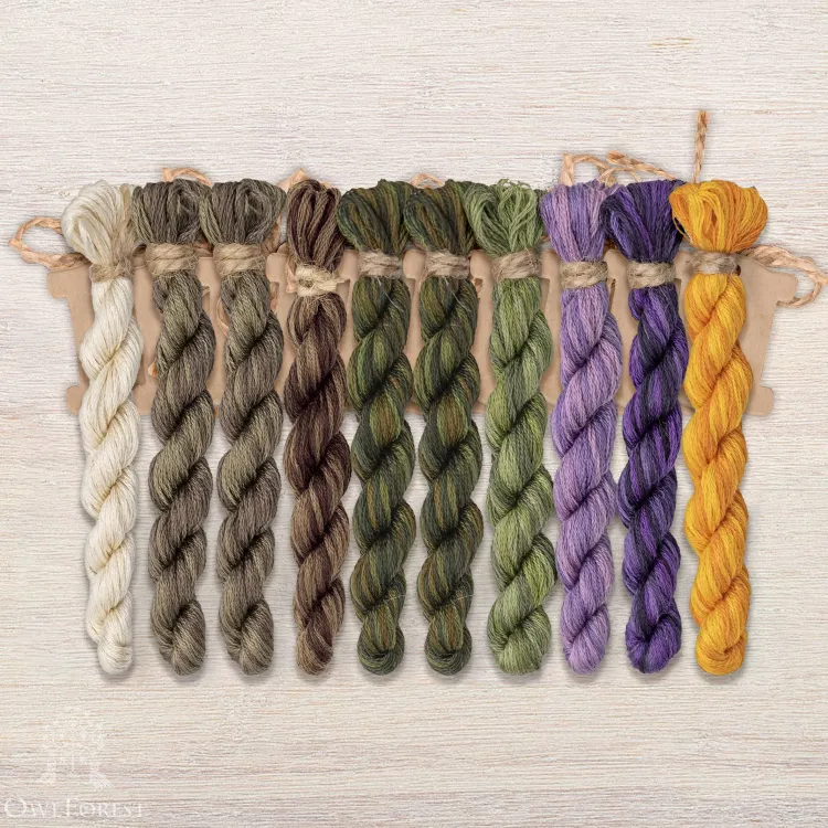 Set of OwlForest Hand-Dyed Threads for the “Bumblebee Noon” Chart (DMC)