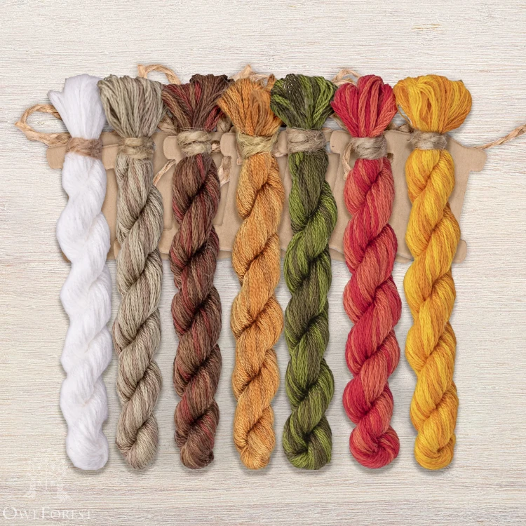 Set of OwlForest Hand-Dyed Threads for the “Wisdom Day” (DMC) 