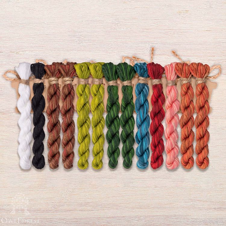 Set of OwlForest Hand-Dyed Threads for the “Lazy Reptiles” Chart (DMC)