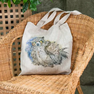 “Bubo Bubo” Linen Shopping Bag 