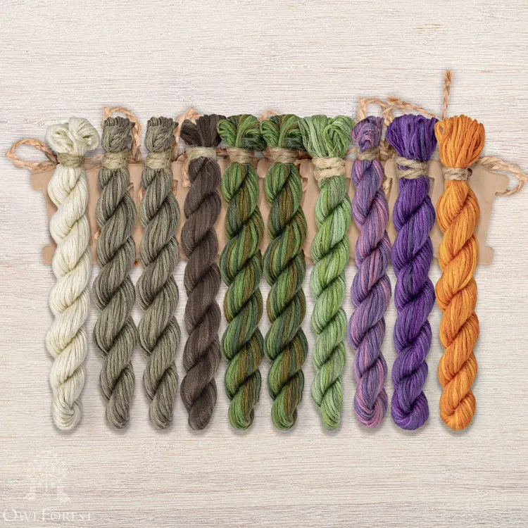 Set of OwlForest Hand-Dyed Threads for the “Bumblebee Noon” Chart (Thread Trade n.a. Kirov)