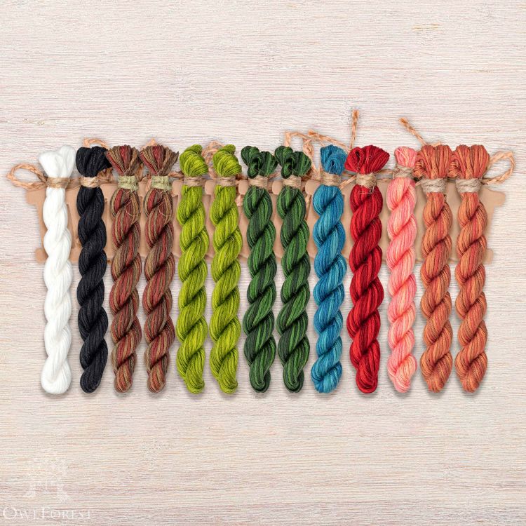 Set of OwlForest Hand-Dyed Threads for the “Lazy Reptiles” Chart (Thread Trade n.a. Kirov)