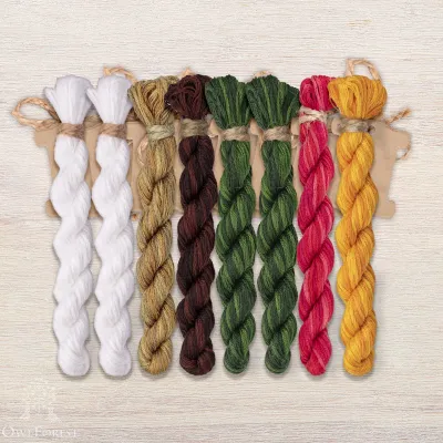 Set of OwlForest Hand-Dyed Threads for the “Christmas Door” Chart (DMC)
