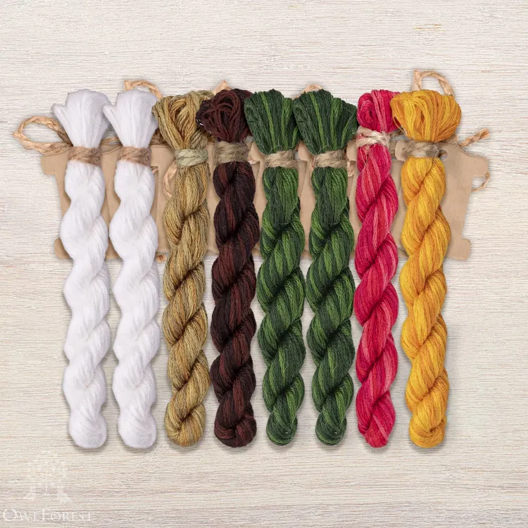 Set of OwlForest Hand-Dyed Threads for the “Christmas Door” Chart (DMC)