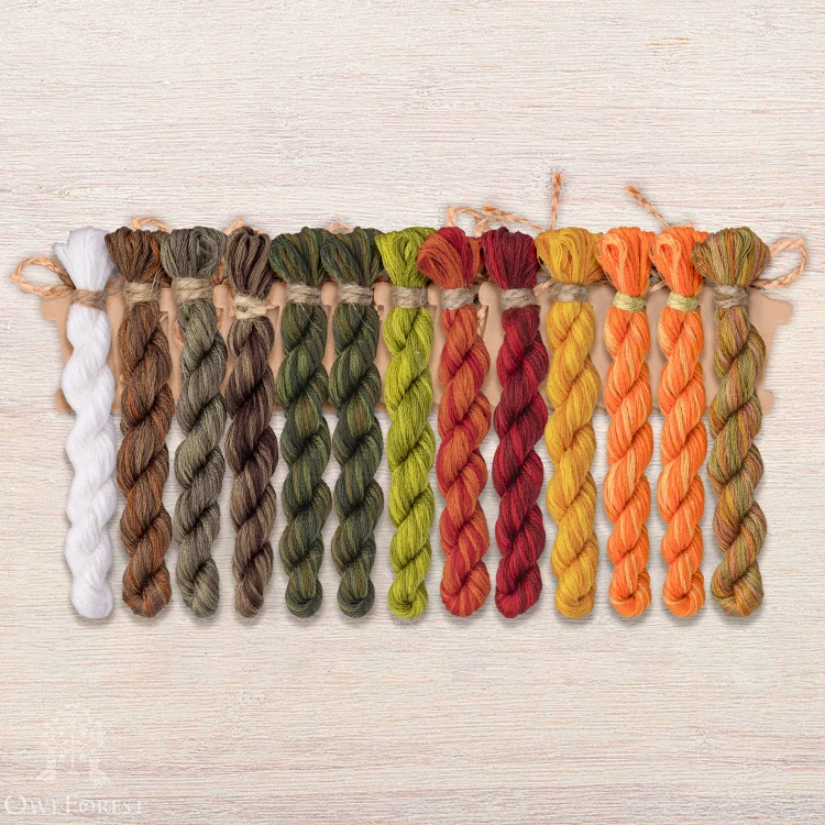 Set of OwlForest Hand-Dyed Threads for the “Golden Pumpkin Festival” (DMC) 