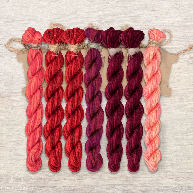 Set of OwlForest Hand-Dyed Threads for the Embroidery “Pomegranate Quaker” Chart (Thread Trade n.a. Kirov)
