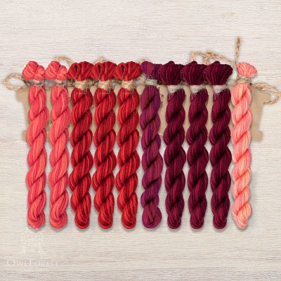 Set of OwlForest Hand-Dyed Threads for the Embroidery “Pomegranate Quaker” Chart (Thread Trade n.a. Kirov)