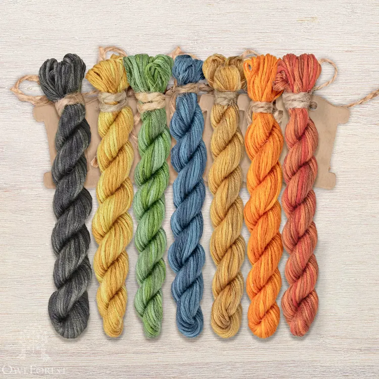 Set of OwlForest Hand-Dyed Threads for the “Monster Wonder Whale” Chart (Thread Trade n.a. Kirov)