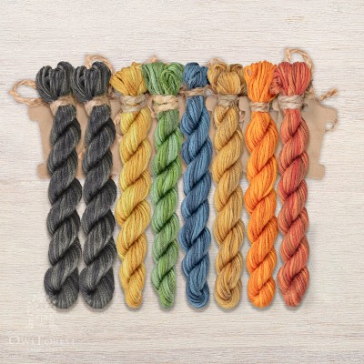 Set of OwlForest Hand-Dyed Threads for the “Monster Wonder Whale” Chart (Thread Trade n.a. Kirov)