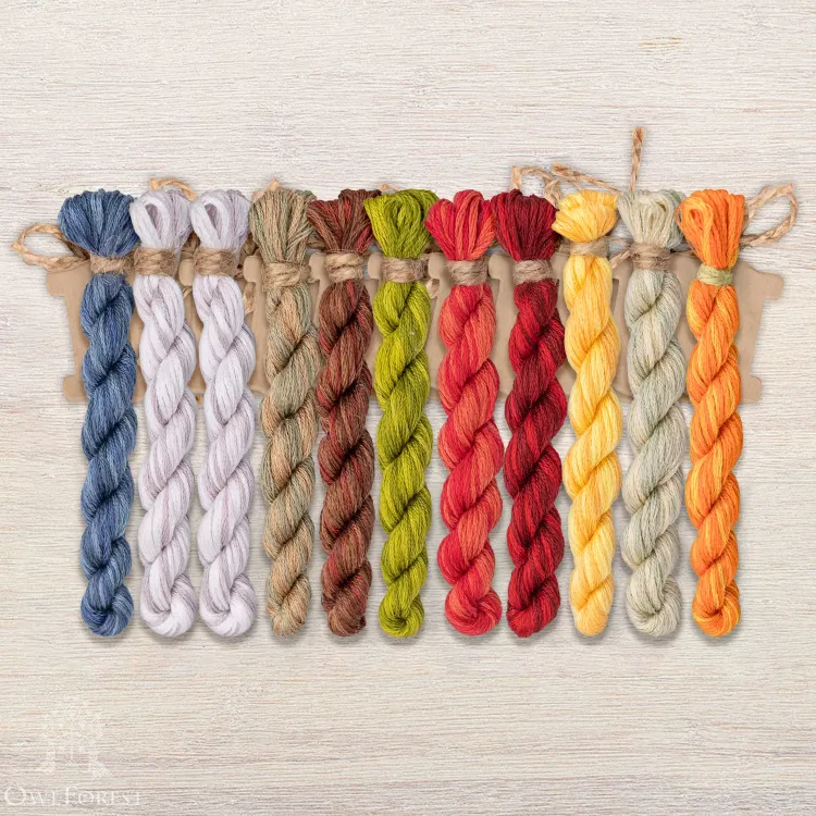 Set of OwlForest Hand-Dyed Threads for the “Мushroom Houses” Chart (DMC)