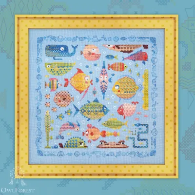 Printed embroidery chart “Playful Fish”