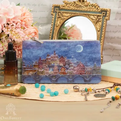 “Night” Leather Zipper Pouch