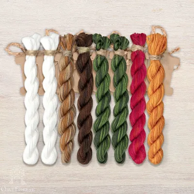 Set of OwlForest Hand-Dyed Threads for the “Christmas Door” Chart (Thread Trade n.a. Kirov)