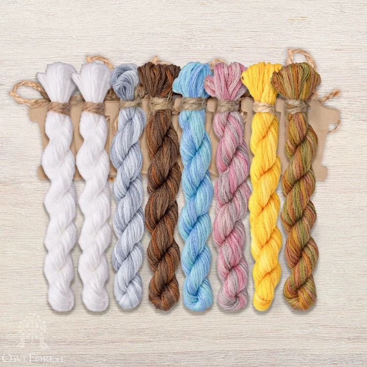 Set of OwlForest Hand-Dyed Threads for the “Count the Sheep” (DMC) 
