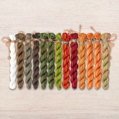Set of OwlForest Hand-Dyed Threads for the “Golden Pumpkin Festival” (Thread Trade n.a. Kirov) 