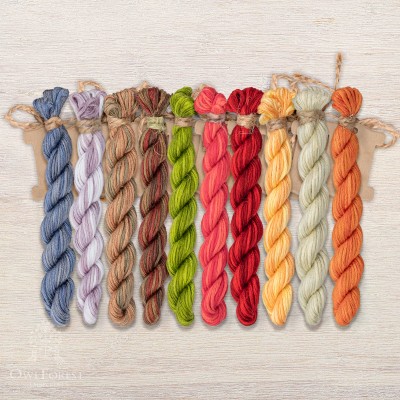 Set of OwlForest Hand-Dyed Threads for the “Мushroom Houses” Chart (Thread Trade n.a. Kirov)
