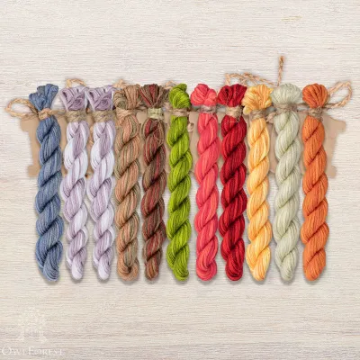 Set of OwlForest Hand-Dyed Threads for the “Мushroom Houses” Chart (Thread Trade n.a. Kirov)