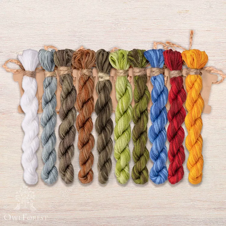 Set of OwlForest Hand-Dyed Threads for the “Wooden Fortress” Chart (DMC)