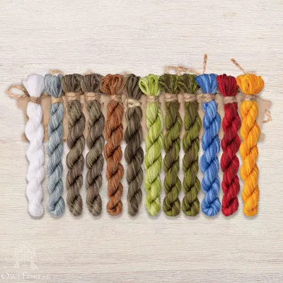 Set of OwlForest Hand-Dyed Threads for the “Wooden Fortress” Chart (DMC)