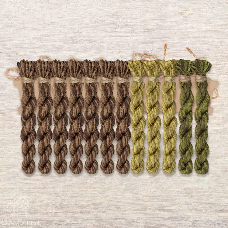 Set of OwlForest Hand-Dyed Threads for the “The Gates of Filingrad” Chart (DMC)