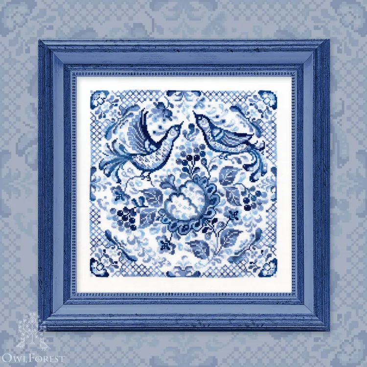 Printed embroidery chart “Bluebirds”