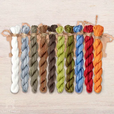 Set of OwlForest Hand-Dyed Threads for the “Wooden Fortress” Chart (Thread Trade n.a. Kirov)