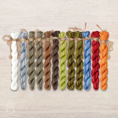 Set of OwlForest Hand-Dyed Threads for the “Wooden Fortress” Chart (Thread Trade n.a. Kirov)