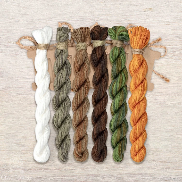 Set of OwlForest Hand-Dyed Threads for the “Owl Wedding” (Thread Trade n.a. Kirov) 