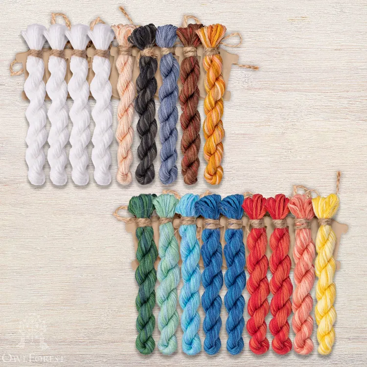 Set of OwlForest Hand-Dyed Threads for the “Christmas Team” Chart (DMC)