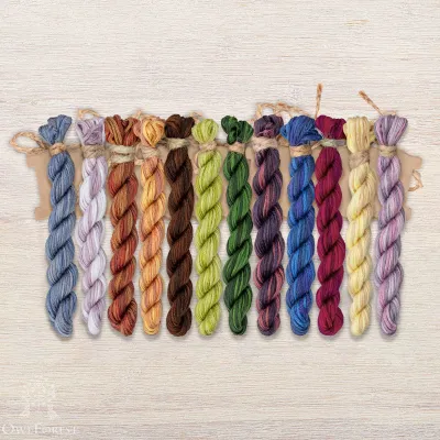 Set of OwlForest Hand-Dyed Threads for the “The Mole Portrait” Chart (Thread Trade n.a. Kirov)