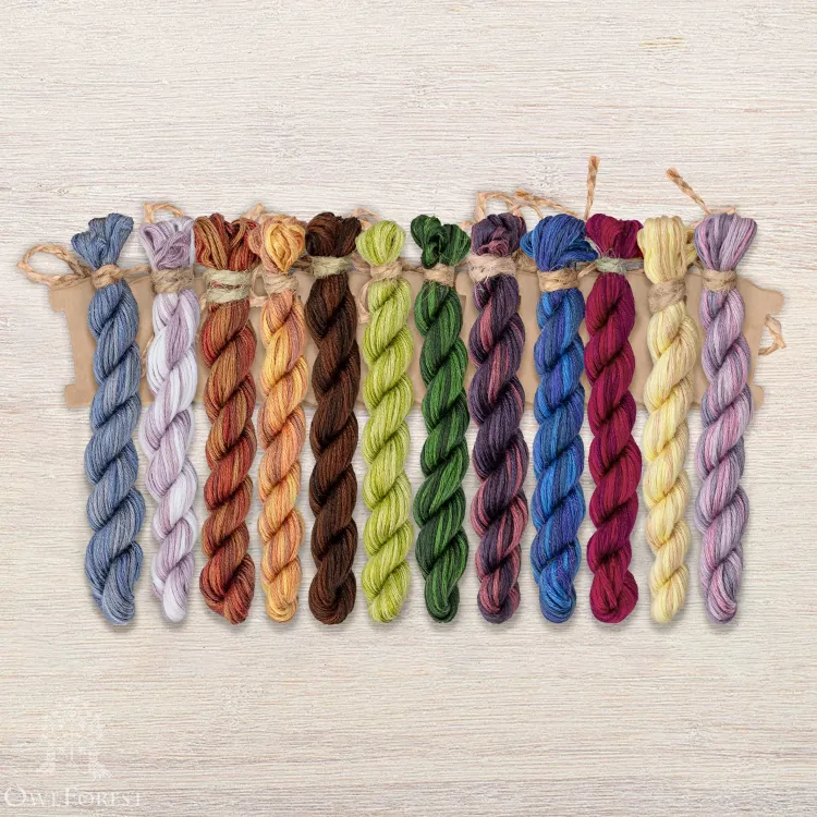 Set of OwlForest Hand-Dyed Threads for the “The Mole Portrait” Chart (Thread Trade n.a. Kirov)