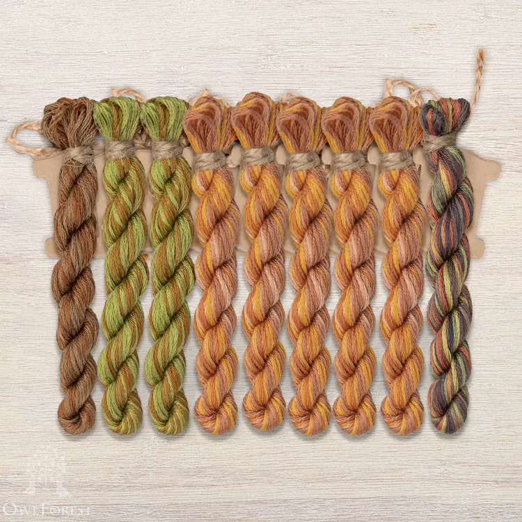 Set of OwlForest Hand-Dyed Threads for the “At the End of Summer” Chart (DMC)