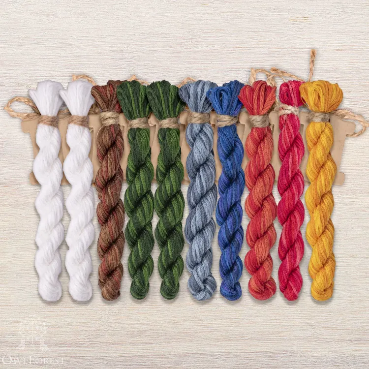 Set of OwlForest Hand-Dyed Threads for the “Christmas Tree” Chart (DMC)