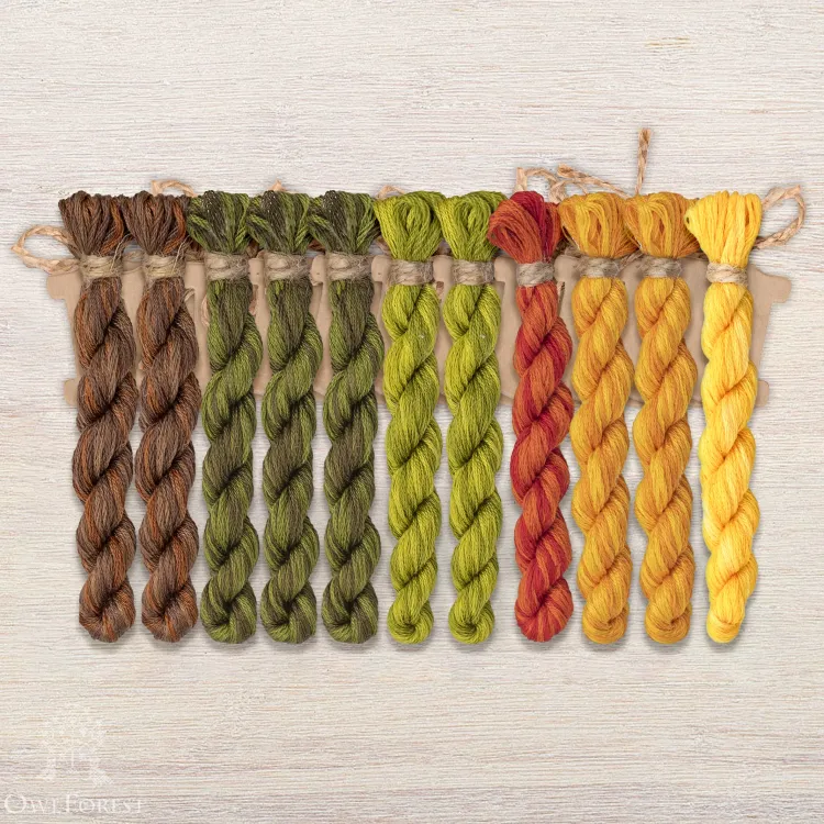 Set of OwlForest Hand-Dyed Threads for the “Underwater World” Chart (DMC)