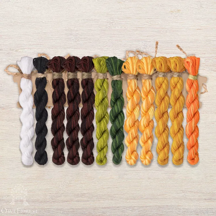Set of OwlForest Hand-Dyed Threads for the “Spotted Giraffes” Chart (DMC)