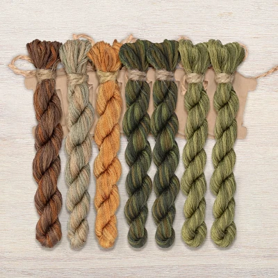 Set of OwlForest Hand-Dyed Threads for the “Oak Panel” (DMC) 