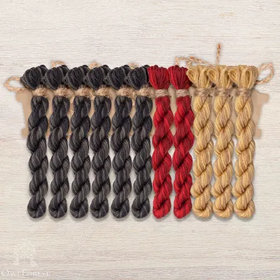 Set of OwlForest Hand-Dyed Threads for the “At the Railway Station” Chart (DMC)