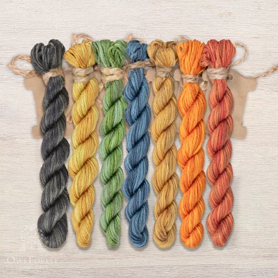 Set of OwlForest Hand-Dyed Threads for the “Sirin Bird” Chart  (Thread Trade n.a. Kirov)