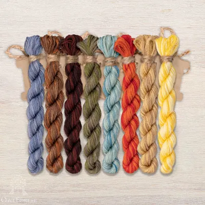 Set of OwlForest Hand-Dyed Threads for the “The Beaver Portrait” Chart (DMC)