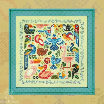 Printed embroidery chart “Exotic Birds”