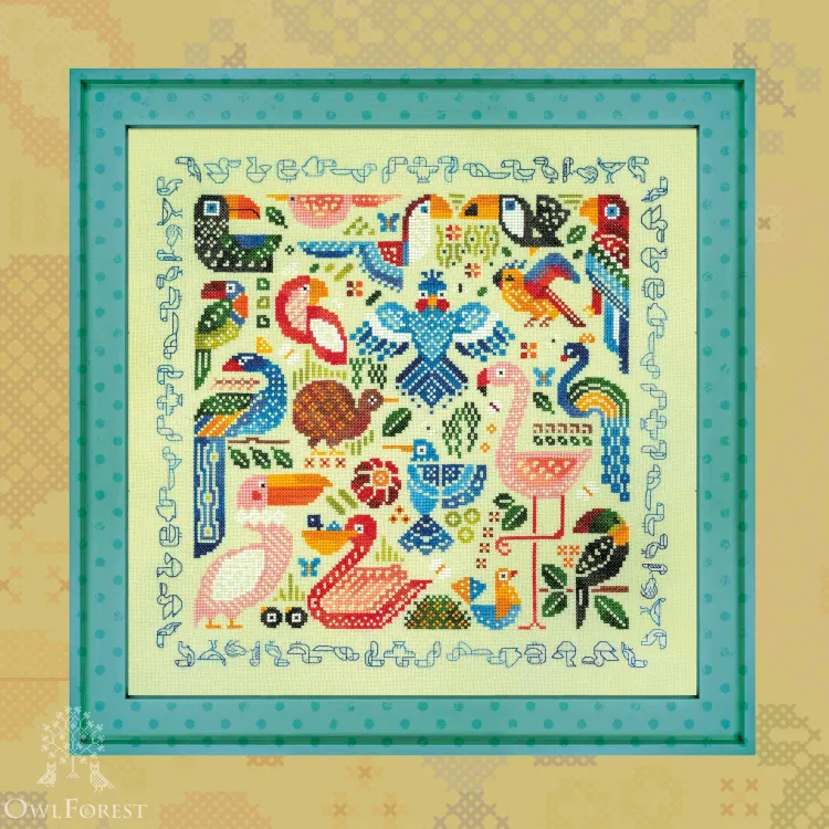 Printed embroidery chart “Exotic Birds”