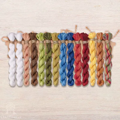 Set of OwlForest Hand-Dyed Threads for the “Dining Negotiant” or “Russian Lunchtime” Chart (DMC)